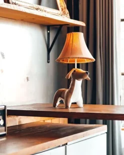 Happy Lamps Tischlampe Braun Hund 48 cm Kinderzimmer Wohnzimmer<Kinder Kinderzimmerlampen|Kinderlampen