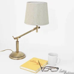 Giovanni Battista Tischlampe Bronze Hell Stoffschirm Snodo< Tischlampen|Schlafzimmer Lampen