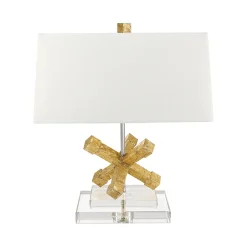 Elstead Tischlampe CERAS Gold Weiß H:46cm Wohnzimmer Lampe< Schlafzimmer Lampen|Stofflampen