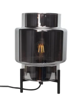 Wohnzimmerlampen|Metall Lampen*By Rydéns Tischlampe Dreibein 29 cm Metall Rauchglas für E27