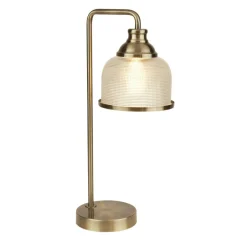 Glaslampen|Rustikale Lampen*Searchlight Tischlampe E27 45 cm in Messing Antik Klar Jugendstil