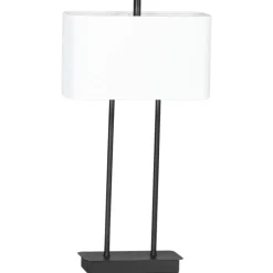 By Rydéns Tischlampe E27 56 cm Schwarz Weiß eckig Stoff Metall< Wohnzimmerlampen|Schlafzimmer Lampen