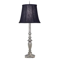 Tischlampen|Schlafzimmer Lampen*Elstead Tischlampe E27 Schwarz Nickel 79 cm hoch Stoff Zinkguss