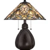 Wohnzimmerlampen|Glaslampen*Elstead Tischlampe ETERNO 5 Buntglas H:50cm Tiffany Lampe