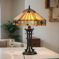 Elstead Tischlampe FARFALLA 4 H:59cm Tiffany Wohnzimmer< Glaslampen|Designerlampen