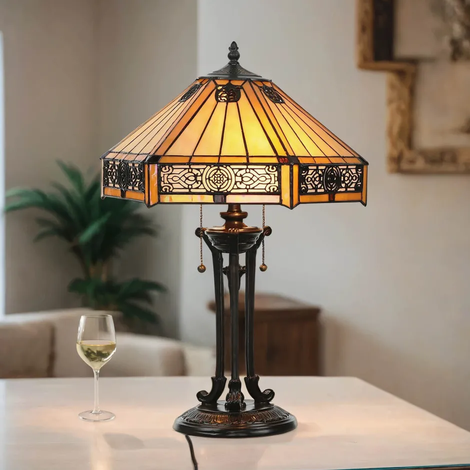 Elstead Tischlampe FARFALLA 4 H:59cm Tiffany Wohnzimmer< Glaslampen|Designerlampen