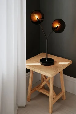 By Rydéns Tischlampe 2-flammmig 59 cm Schwarz Gold aus Glas Metall< Wohnzimmerlampen|Metall Lampen