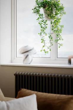 By Rydéns Tischlampe Glas 30 cm hoch Weiß marmoriert E27 Pilz Look< Wohnzimmerlampen|Metall Lampen