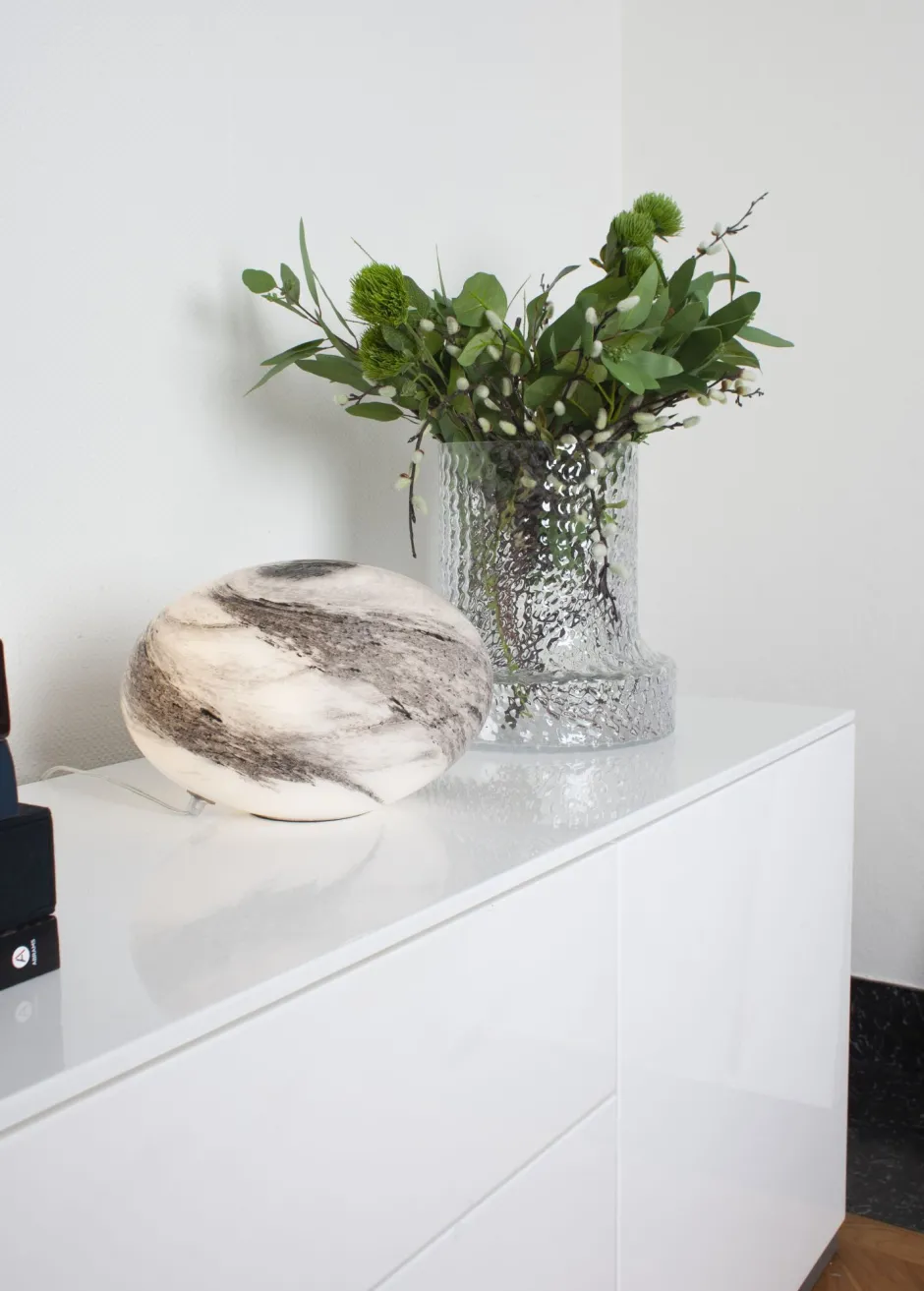 Wohnzimmerlampen|Metall Lampen*By Rydéns Tischlampe Glas 20 cm hoch Schwarz Grau marmoriert E14