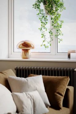 Wohnzimmerlampen|Metall Lampen*By Rydéns Tischlampe Glas 30 cm hoch Braun marmoriert E27 Pilzdesign