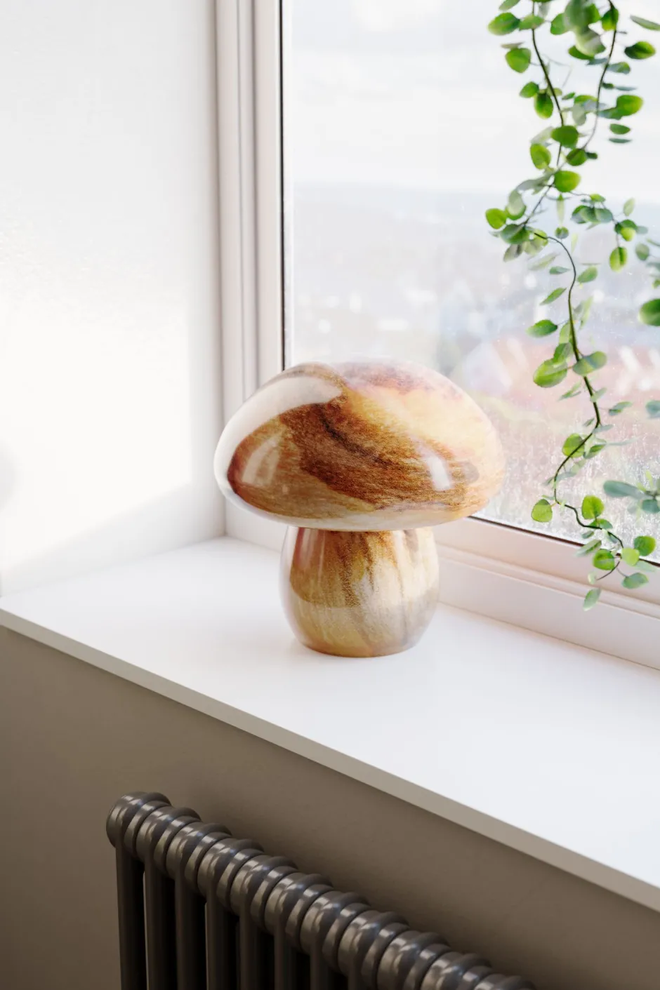 Wohnzimmerlampen|Metall Lampen*By Rydéns Tischlampe Glas 30 cm hoch Braun marmoriert E27 Pilzdesign