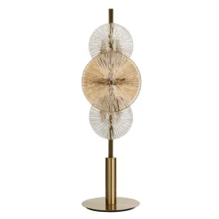 Glaslampen|Designerlampen*Searchlight Tischlampe Glas Metall 66 cm in Messing Bernstein Klar