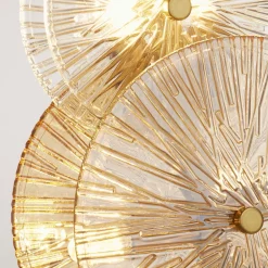 Glaslampen|Designerlampen*Searchlight Tischlampe Glas Metall 66 cm in Messing Bernstein Klar