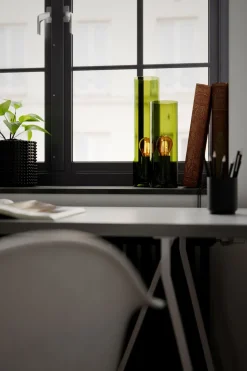 Wohnzimmerlampen|Metall Lampen*By Rydéns Tischlampe Glas Metall 30 cm hoch Grün E27 Zylinder