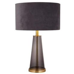 Searchlight Tischlampe Glas Metall E27 60 cm Ø 38 cm Grau Gold< Glaslampen|Stofflampen