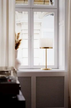 Wohnzimmerlampen|Metall Lampen*By Rydéns Tischlampe Glas Metall E27 55 cm in Messing Weiß rund