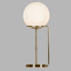 Wohnzimmerlampen|Glaslampen*Searchlight Tischlampe Glas Metall in Messing Antik Weiß E27 50 cm