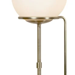 Wohnzimmerlampen|Glaslampen*Searchlight Tischlampe Glas Metall in Messing Antik Weiß E27 50 cm