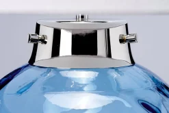 Schlafzimmer Lampen|Glaslampen*Elstead Tischlampe Glas Stoff E27 55,5 cm Weiß Blau LUBIELA