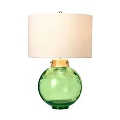 Elstead Tischlampe Glas Stoff in Grün Ecru 55,5 cm LUBIELA< Tischlampen|Schlafzimmer Lampen