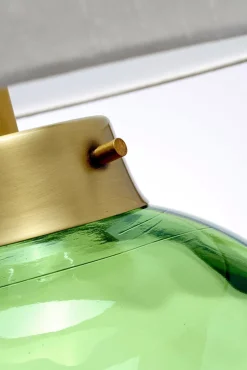 Elstead Tischlampe Glas Stoff in Grün Ecru 55,5 cm LUBIELA< Tischlampen|Schlafzimmer Lampen