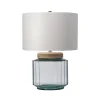 Elstead Tischlampe Glas Stoff Retro Design 51 cm hoch LADINA< Tischlampen|Schlafzimmer Lampen