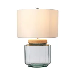 Elstead Tischlampe Glas Stoff Retro Design 51 cm hoch LADINA< Tischlampen|Schlafzimmer Lampen