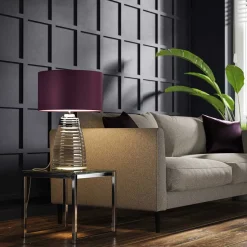 Schlafzimmer Lampen|Metall Lampen*Elstead Tischlampe Glasfuß beleuchtet 64,3 cm E27 + GU10 LED