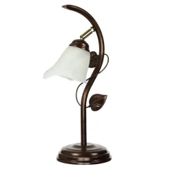 Rustikale Lampen|Glaslampen*Lamkur Tischlampe Glasschirm Ambiente Shabby Braun antik