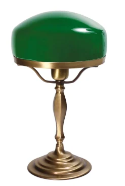 Giovanni Battista Tischlampe Glasschirm Grün aus Echt-Messing< Glaslampen|Metall Lampen