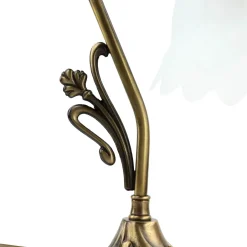 Giovanni Battista Tischlampe Glasschirm Weiß Echt-Messing Jugendstil< Wohnzimmerlampen|Glaslampen
