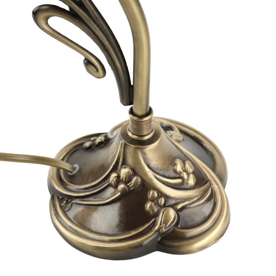 Giovanni Battista Tischlampe Glasschirm Weiß Echt-Messing Jugendstil< Wohnzimmerlampen|Glaslampen