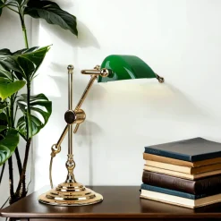 Bürolampen|Metall Lampen*Giovanni Battista Tischlampe Gold 24K Echt-Messing Jugendstil