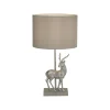 Stofflampen|Schlafzimmer Lampen*Searchlight Tischlampe Grau H: 42,5 cm Stoff Resin Hirsch E27