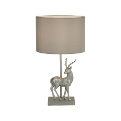 Stofflampen|Schlafzimmer Lampen*Searchlight Tischlampe Grau H: 42,5 cm Stoff Resin Hirsch E27