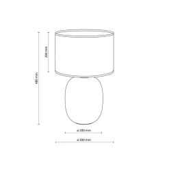 TK Lighting Tischlampe Grau Rauchglas Stoff E27 H: 48 cm Ø 30 cm< Tischlampen|Schlafzimmer Lampen