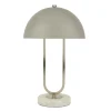 Schlafzimmer Lampen|Bauhaus Lampen*Searchlight Tischlampe Grau Weiß 40,5 cm hoch Ø 25 cm G9 Metall