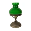 Giovanni Battista Tischlampe Grün Bronze Antik H: 23,5 cm klein Glas Messing E14< Tischlampen|Jugendstil Lampen