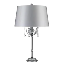 Tischlampen|Designerlampen*Elstead Tischlampe Hoch 72cm in Silber Stoff Schirm GOTICA