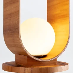Wohnzimmerlampen|Schlafzimmer Lampen*Elstead Tischlampe Holz Furnier aus Teak Glas 54 cm hoch E27 Modern
