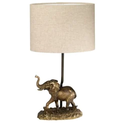 Tischlampen|Schlafzimmer Lampen*Elstead Tischlampe in Bronze antik Natur Elefant Resin Jute