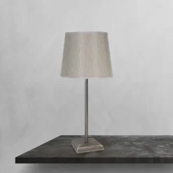 Tischlampen|Schlafzimmer Lampen*Giovanni Battista Tischlampe in Bronze matt Beige E27 45 cm Messing Stoff