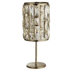 Rustikale Lampen|Glaslampen*Searchlight Tischlampe in Messing Antik Champagner E14 47 cm Kristall