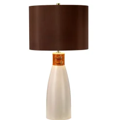 Tischlampen|Schlafzimmer Lampen*Elstead Tischlampe INCA Braun Keramik 71cm Klassisch Lampe