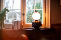 By Rydéns Tischlampe Keramik Glas 45 cm hoch Schwarz Weiß Grün< Wohnzimmerlampen|Glaslampen