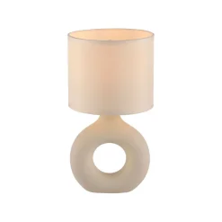 Just Light Tischlampe Keramik Stoff blendarm 30 cm E27 Beige< Schlafzimmer Lampen|Stofflampen
