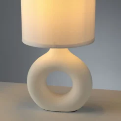 Just Light Tischlampe Keramik Stoff blendarm 30 cm E27 Beige< Schlafzimmer Lampen|Stofflampen