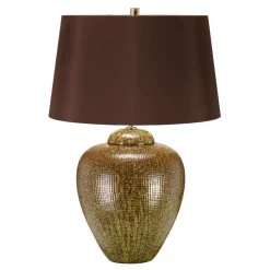 Tischlampen|Stofflampen*Elstead Tischlampe Keramik Stoff 63,5 cm Braun Grün E27