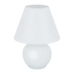 Strühm Tischlampe Keramik Stoff 24 cm hoch Weiß E14< Tischlampen|Schlafzimmer Lampen