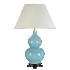 Tischlampen|Schlafzimmer Lampen*Elstead Tischlampe Keramik Stoff Hellblau Stoff 64 cm hoch